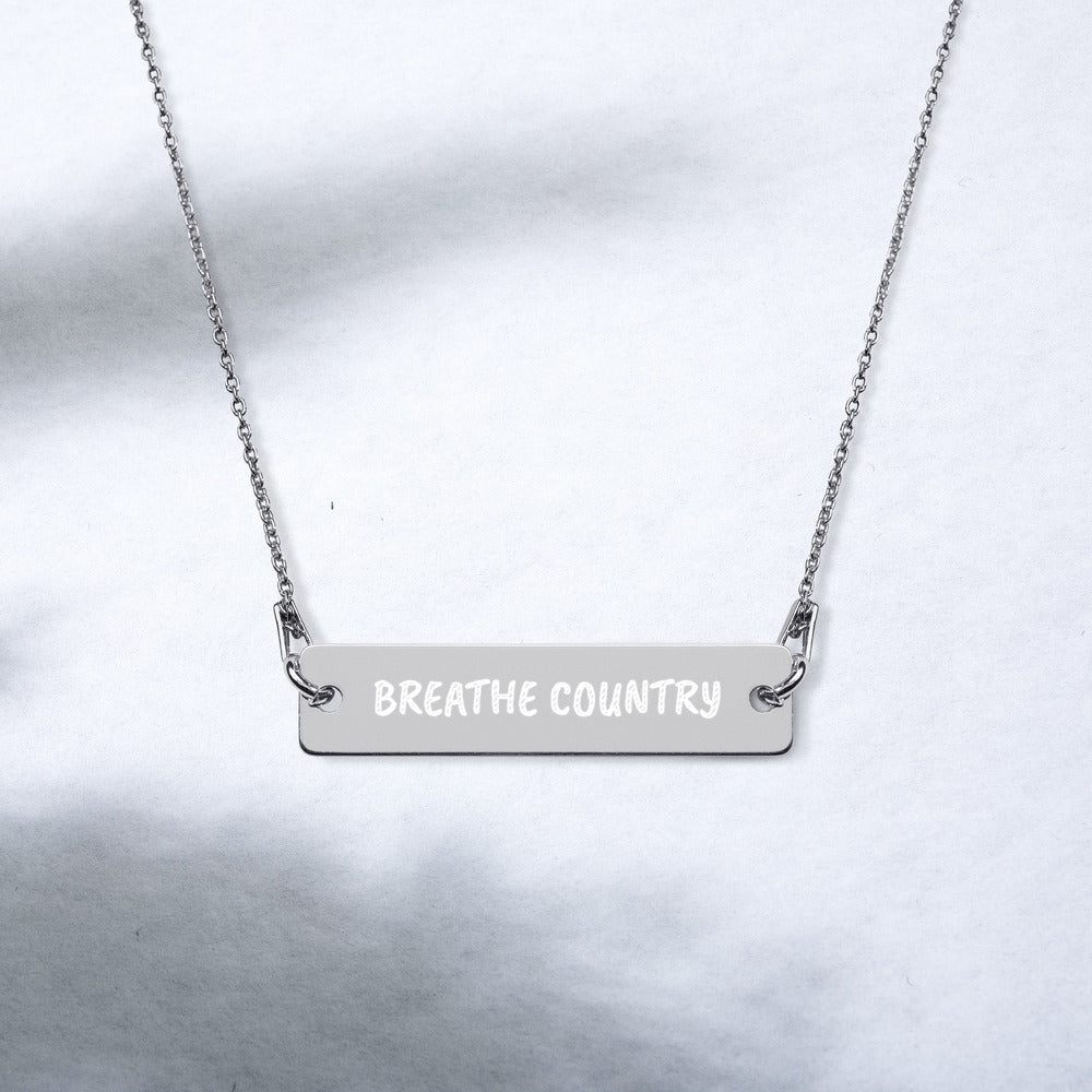 Breathe Country ™ Engraved Silver Bar Chain Necklace